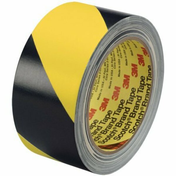 Bsc Preferred 2'' x 36 yds. Black/Yellow 3M 5702 Striped Vinyl Tape, 24PK S-16012